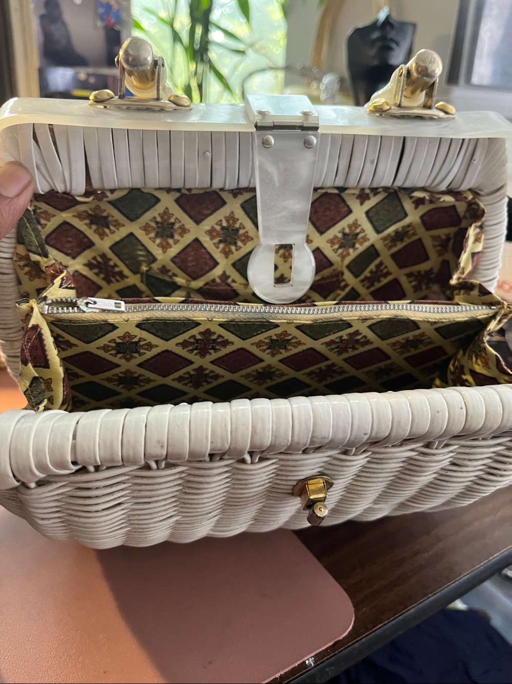 Vintage White Wicker Purse